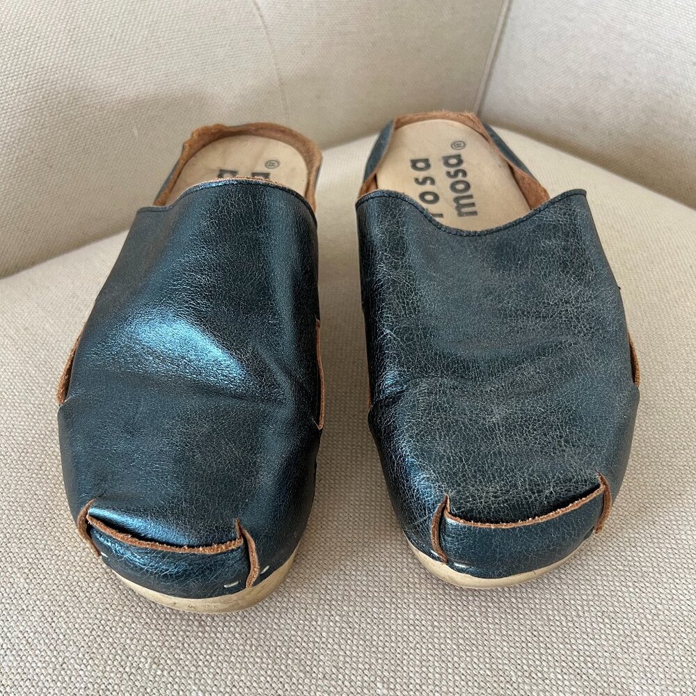 Rosa Mosa Wooden Clogs Black Leather Size 38 Handmade Austria Size 38 (US 7.5/8)